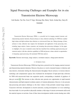 Signal Processing Challenges and Examples for {\it in-situ} Transmission
  Electron Microscopy