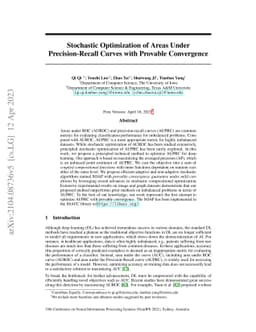 Stochastic Optimization of Areas Under Precision-Recall Curves with
  Provable Convergence