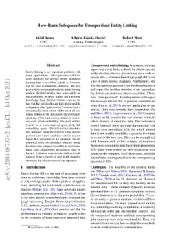 Low-Rank Subspaces for Unsupervised Entity Linking