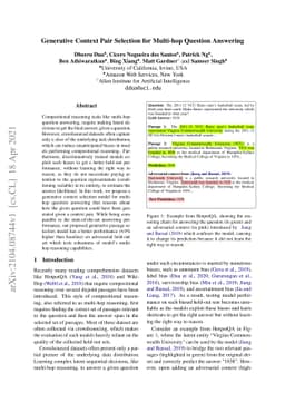 Generative Context Pair Selection for Multi-hop Question Answering