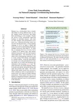 Cross-Task Generalization via Natural Language Crowdsourcing
  Instructions