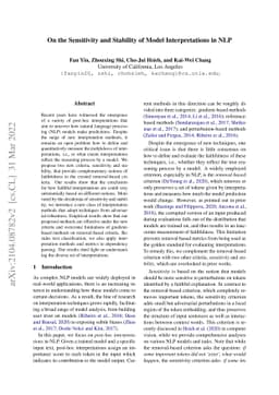 On the Sensitivity and Stability of Model Interpretations in NLP