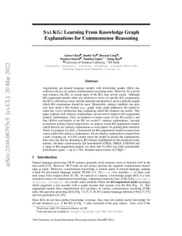 SalKG: Learning From Knowledge Graph Explanations for Commonsense
  Reasoning