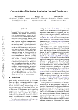 Contrastive Out-of-Distribution Detection for Pretrained Transformers