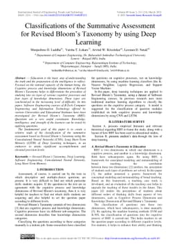 Classifications of the Summative Assessment for Revised Blooms Taxonomy
  by using Deep Learning