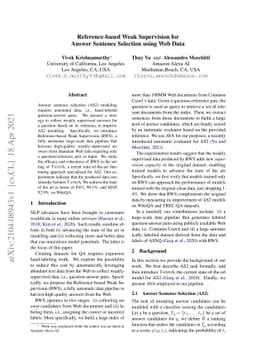 Reference-based Weak Supervision for Answer Sentence Selection using Web
  Data