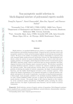 Non-asymptotic model selection in block-diagonal mixture of polynomial
  experts models