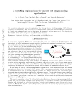Generating explanations for answer set programming applications