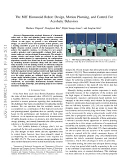 The MIT Humanoid Robot: Design, Motion Planning, and Control For
  Acrobatic Behaviors