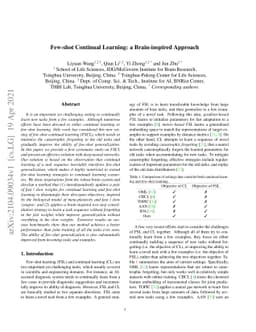 Few-shot Continual Learning: a Brain-inspired Approach