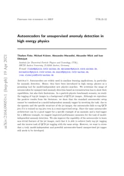 Autoencoders for unsupervised anomaly detection in high energy physics