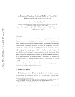 A Negation Quantum Decision Model to Predict the Interference Effect in
  Categorization