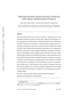 Multi-fold Correlation Attention Network for Predicting Traffic Speeds
  with Heterogeneous Frequency