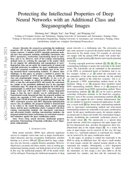 Protecting the Intellectual Properties of Deep Neural Networks with an
  Additional Class and Steganographic Images