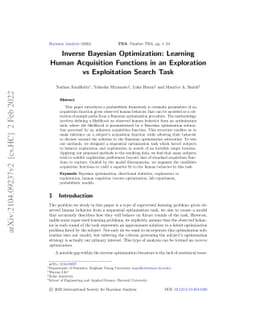 Inverse Bayesian Optimization: Learning Human Acquisition Functions in
  an Exploration vs Exploitation Search Task