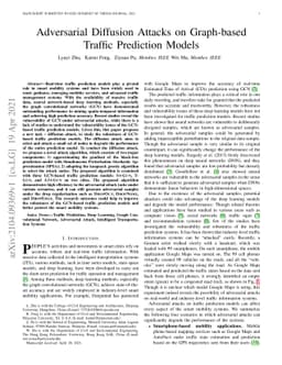 Adversarial Diffusion Attacks on Graph-based Traffic Prediction Models