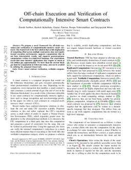 Off-chain Execution and Verification of Computationally Intensive Smart
  Contracts