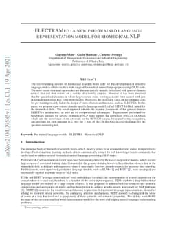 ELECTRAMed: a new pre-trained language representation model for
  biomedical NLP