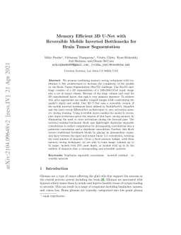 Memory Efficient 3D U-Net with Reversible Mobile Inverted Bottlenecks
  for Brain Tumor Segmentation