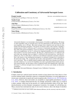 Calibration and Consistency of Adversarial Surrogate Losses