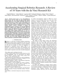 Accelerating Surgical Robotics Research: A Review of 10 Years With the
  da Vinci Research Kit