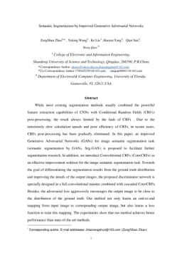 Semantic Segmentation by Improved Generative Adversarial Networks