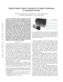 Efficient Online Transfer Learning for 3D Object Classification in
  Autonomous Driving