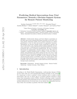 Predicting Medical Interventions from Vital Parameters: Towards a
  Decision Support System for Remote Patient Monitoring