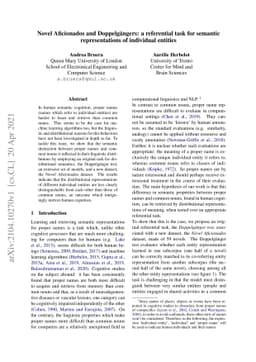 Novel Aficionados and Doppelgängers: a referential task for semantic
  representations of individual entities