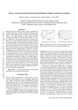 Visual Analysis Motivated Rate-Distortion Model for Image Coding