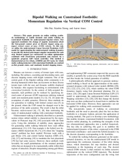 Bipedal Walking on Constrained Footholds: Momentum Regulation via
  Vertical COM Control