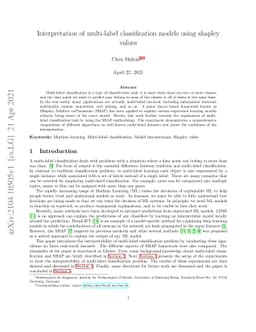 Interpretation of multi-label classification models using shapley values