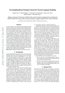 On Sampling-Based Training Criteria for Neural Language Modeling
