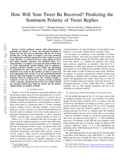 How Will Your Tweet Be Received? Predicting the Sentiment Polarity of
  Tweet Replies