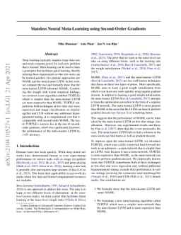 Stateless Neural Meta-Learning using Second-Order Gradients