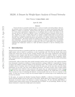 MLDS: A Dataset for Weight-Space Analysis of Neural Networks