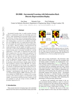 IB-DRR: Incremental Learning with Information-Back Discrete
  Representation Replay
