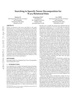 Searching to Sparsify Tensor Decomposition for N-ary Relational Data