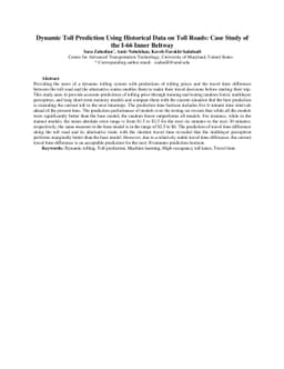 Dynamic Toll Prediction Using Historical Data on Toll Roads: Case Study
  of the I-66 Inner Beltway