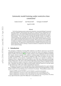 Automatic model training under restrictive time constraints
