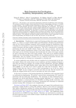Rule Generation for Classification: Scalability, Interpretability, and Fairness