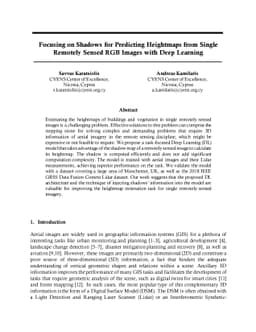 Focusing on Shadows for Predicting Heightmaps from Single Remotely
  Sensed RGB Images with Deep Learning