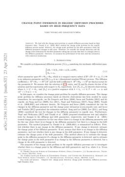 Change point inference in ergodic diffusion processes based on high
  frequency data