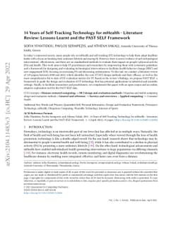 14 Years of Self-Tracking Technology for mHealth -- Literature Review:
  Lessons Learnt and the PAST SELF Framework