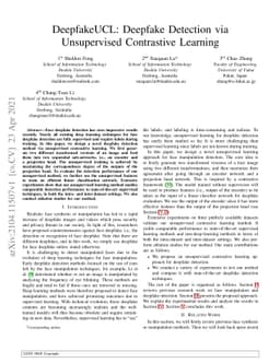DeepfakeUCL: Deepfake Detection via Unsupervised Contrastive Learning