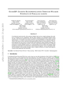 GuideBP: Guiding Backpropagation Through Weaker Pathways of Parallel
  Logits