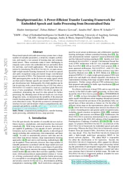 DeepSpectrumLite: A Power-Efficient Transfer Learning Framework for
  Embedded Speech and Audio Processing from Decentralised Data