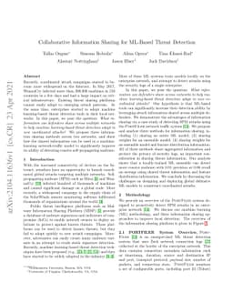 Collaborative Information Sharing for ML-Based Threat Detection