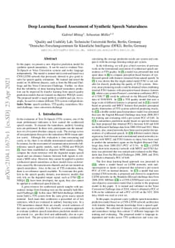 Deep Learning Based Assessment of Synthetic Speech Naturalness