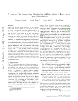 A Framework for Unsupervised Classificiation and Data Mining of Tweets
  about Cyber Vulnerabilities